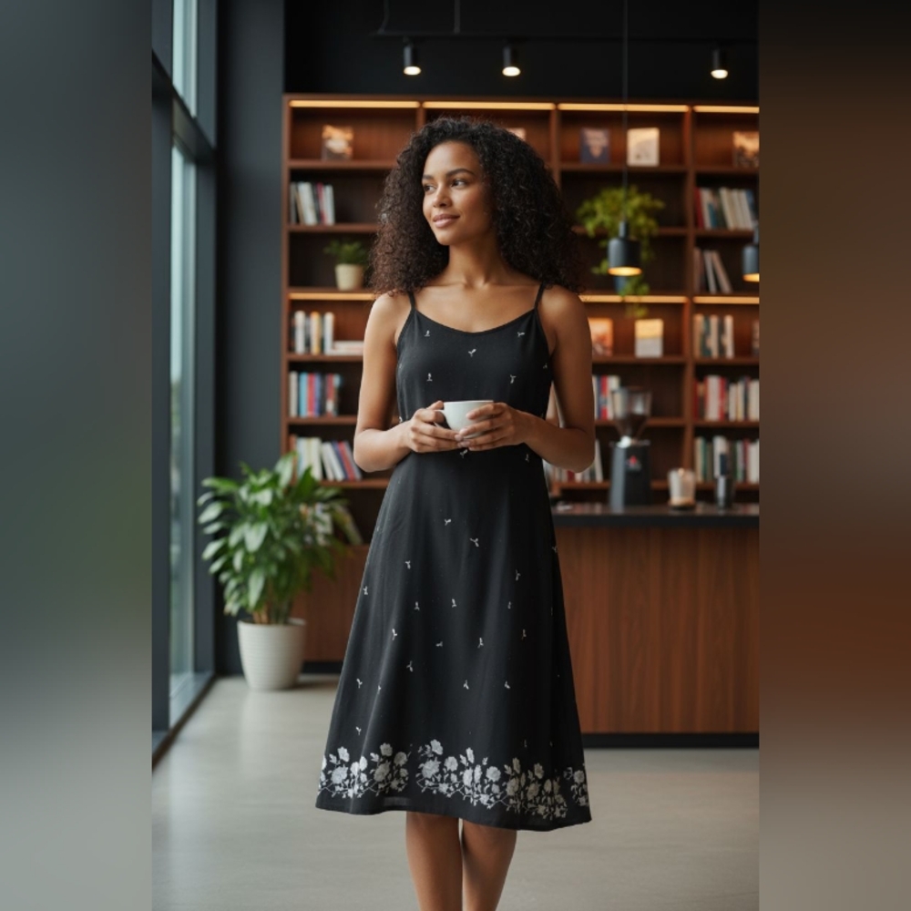ANN TAYLOR Elegant Black Floral Dress SIZE 2